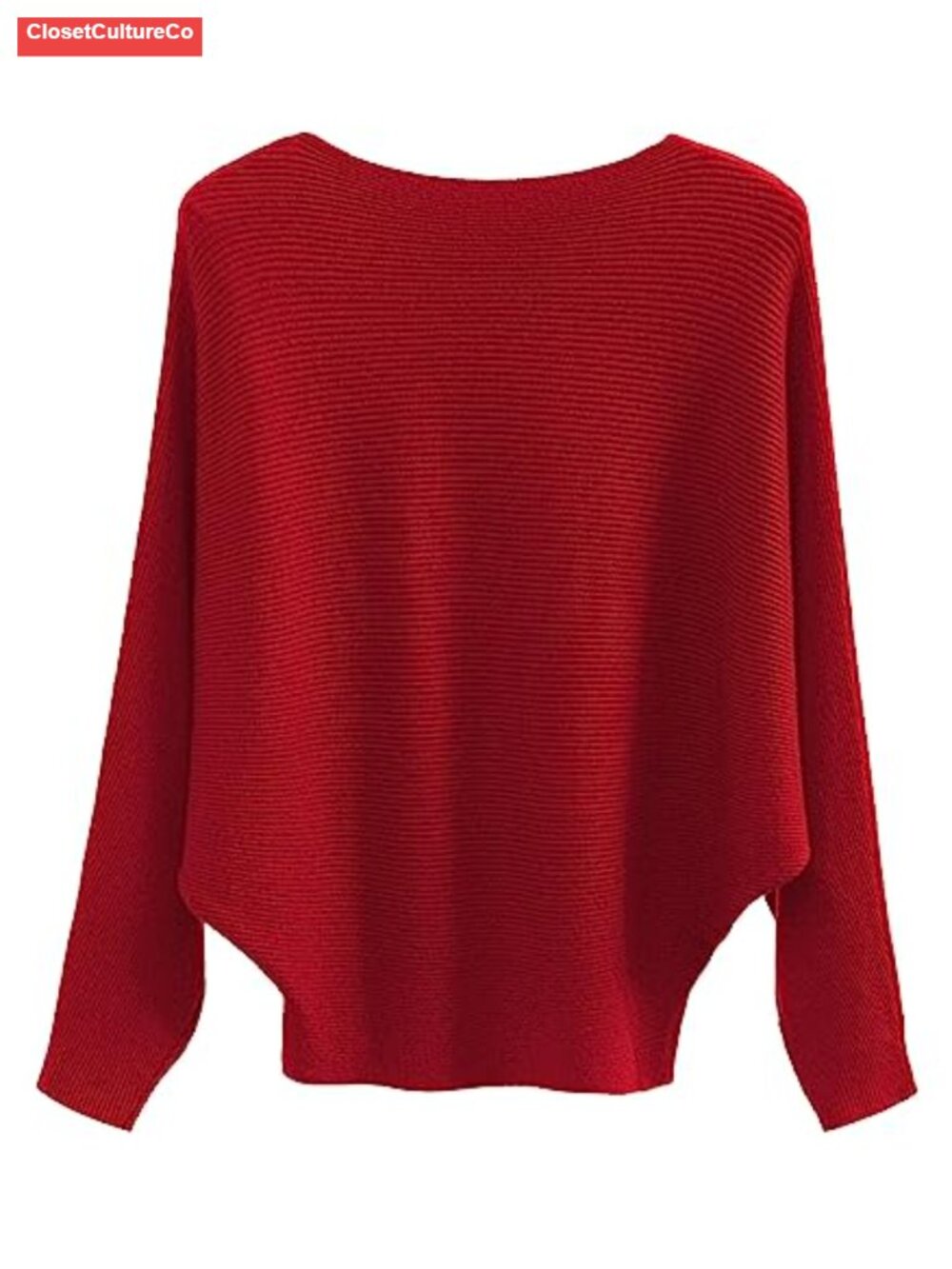 Oversized Boat Neck Batwing Sleeve Knitted Sweater Lightweight Pullover Top One